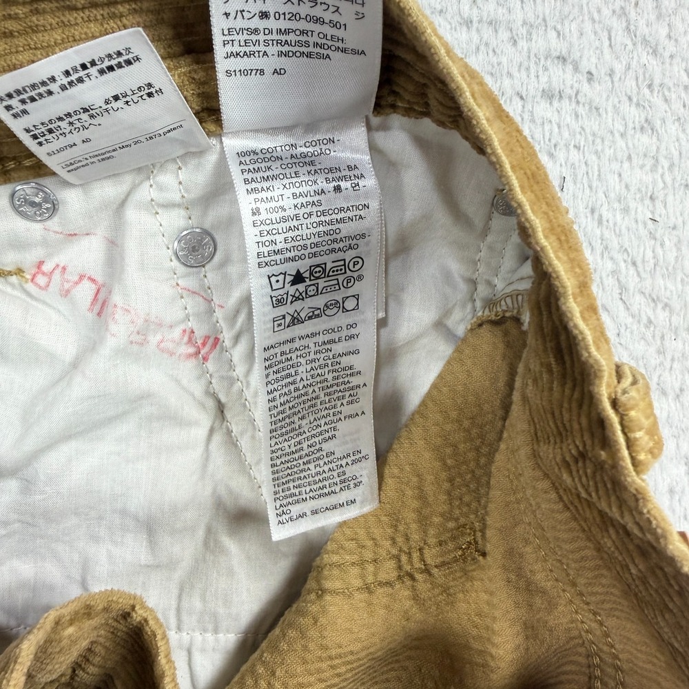 Levis Corduroy Jeans Mens 33 Fits 35x29 Brown Straight Cotton A4690-1840 - Picture 8 of 11